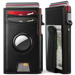 Mens Wallet with AirTag Holder, RFID Blocking, Pop-Up Aluminum Card Holder