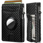 Mens Wallet with AirTag Holder, RFID Blocking, Pop-Up Aluminum Card Holder