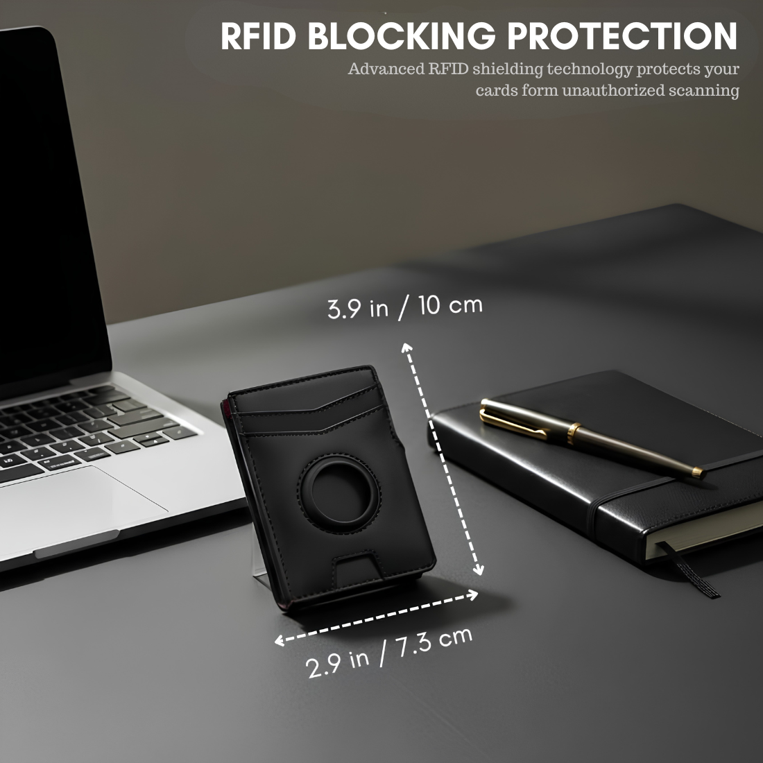 Mens Wallet with AirTag Holder, RFID Blocking, Pop-Up Aluminum Card Holder
