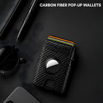 Mens Wallet with AirTag Holder, RFID Blocking, Pop-Up Aluminum Card Holder