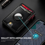 Mens Wallet with AirTag Holder, RFID Blocking, Pop-Up Aluminum Card Holder