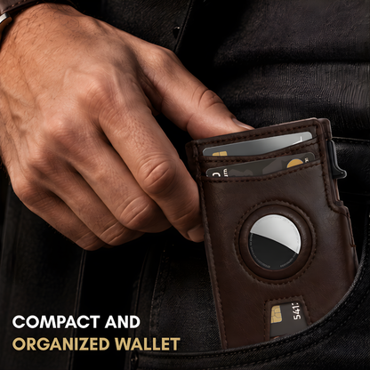 Mens Wallet with AirTag Holder, RFID Blocking, Pop-Up Aluminum Card Holder