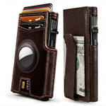Mens Wallet with AirTag Holder, RFID Blocking, Pop-Up Aluminum Card Holder